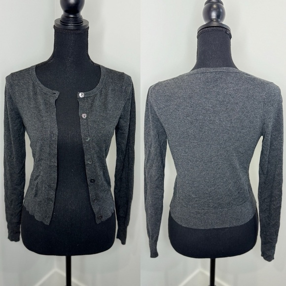 Express Dark Gray Long Sleeve Button Up Cardigan (XS) - Picture 1 of 7